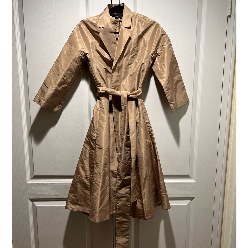 BCBGMAXAZRIA Tan Silk Trench Coat Jacket/Dress